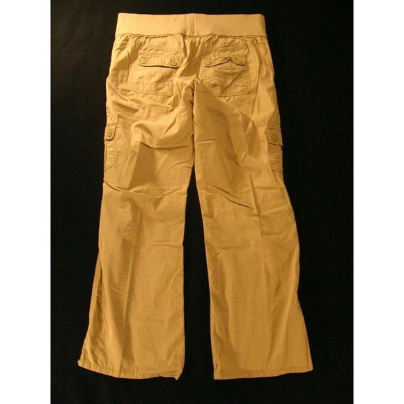 Liz Lange Womans Maternity 8 Brown Khaki Pants 30 x 30 MEASURED Cargo Stretch - Picture 2 of 7